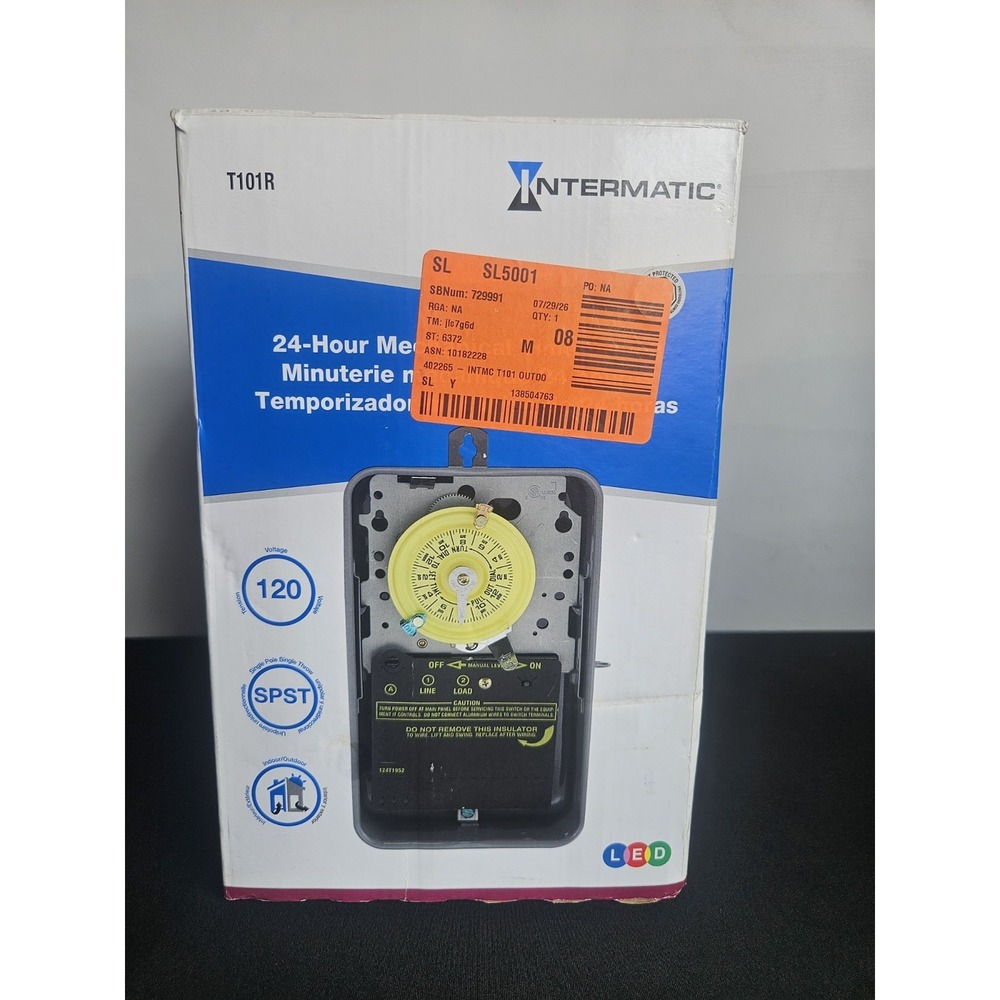 Intermatic T101R 24 Hour Mechanical Timer Switch 120V 40A SPST Outdoor Metal Box
